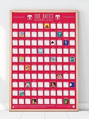 BNIB GiftRepublic 100 Dates Scratch Off Bucket List Poster